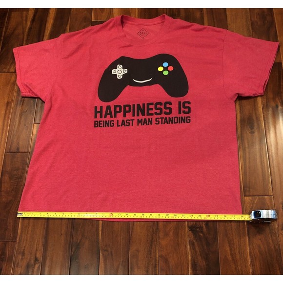 Men's Gaming Controller T-Shirt “Happiness Is Being Last Man Standing” 3XL Red - Picture 3 of 8